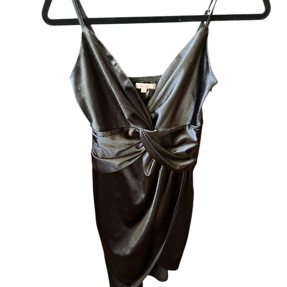 Elegant Black Satin Tulip Dress